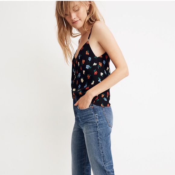 Madewell silky floral v neck cami women’s size 4 - Picture 2 of 11